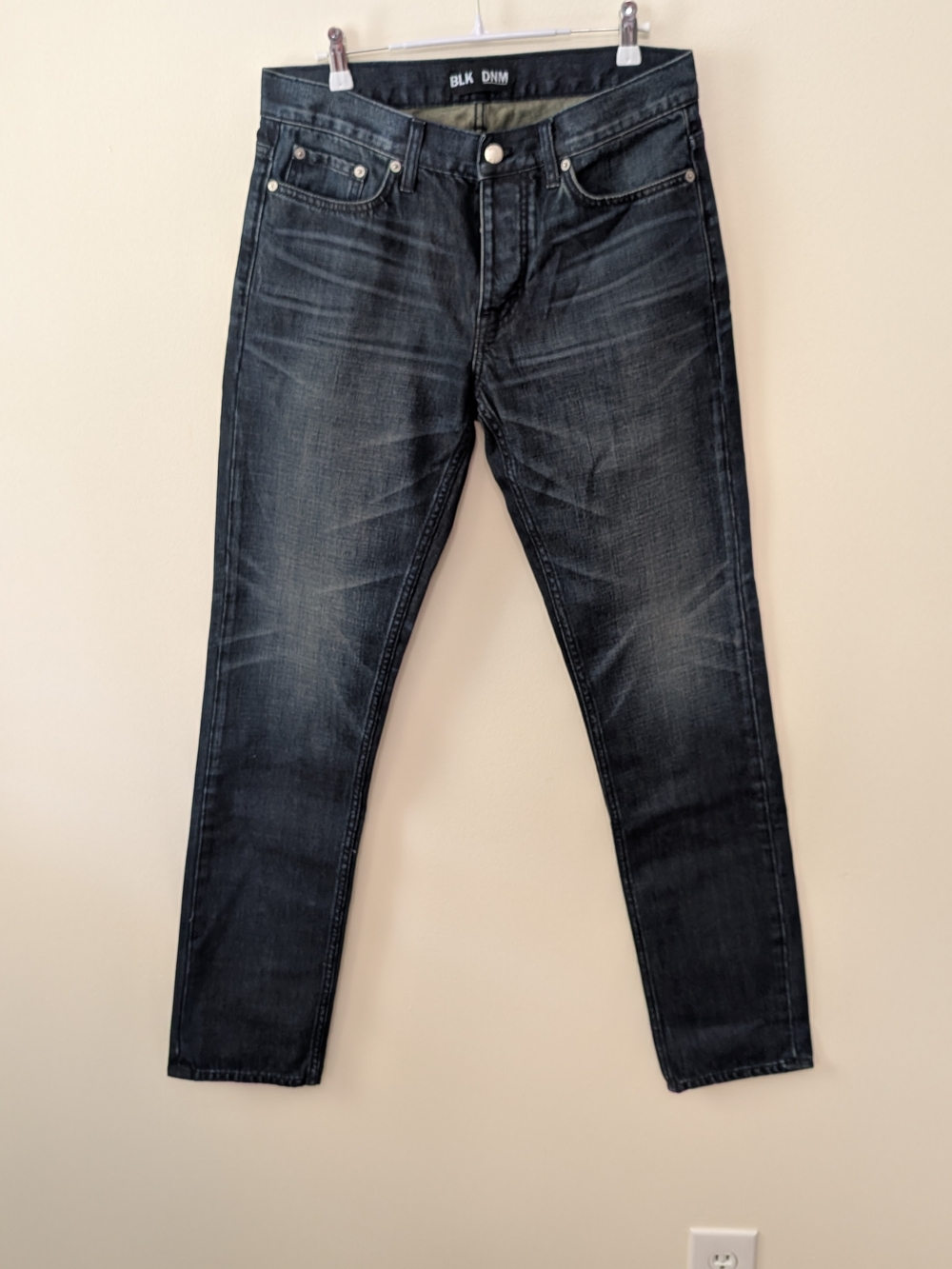 BLK DNM Jeans Men's 31x34 Dark Wash Slim Straight Leg Button Fly Cotton NWOT